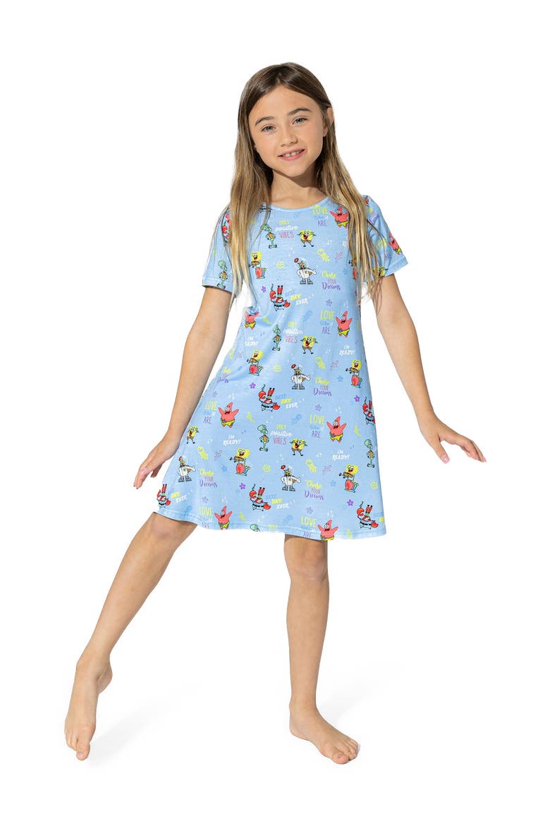 Kids' SpongeBob SquarePants Good Vibes Short Sleeve Dress, Alternate, color, SpongeBob Good Vibes