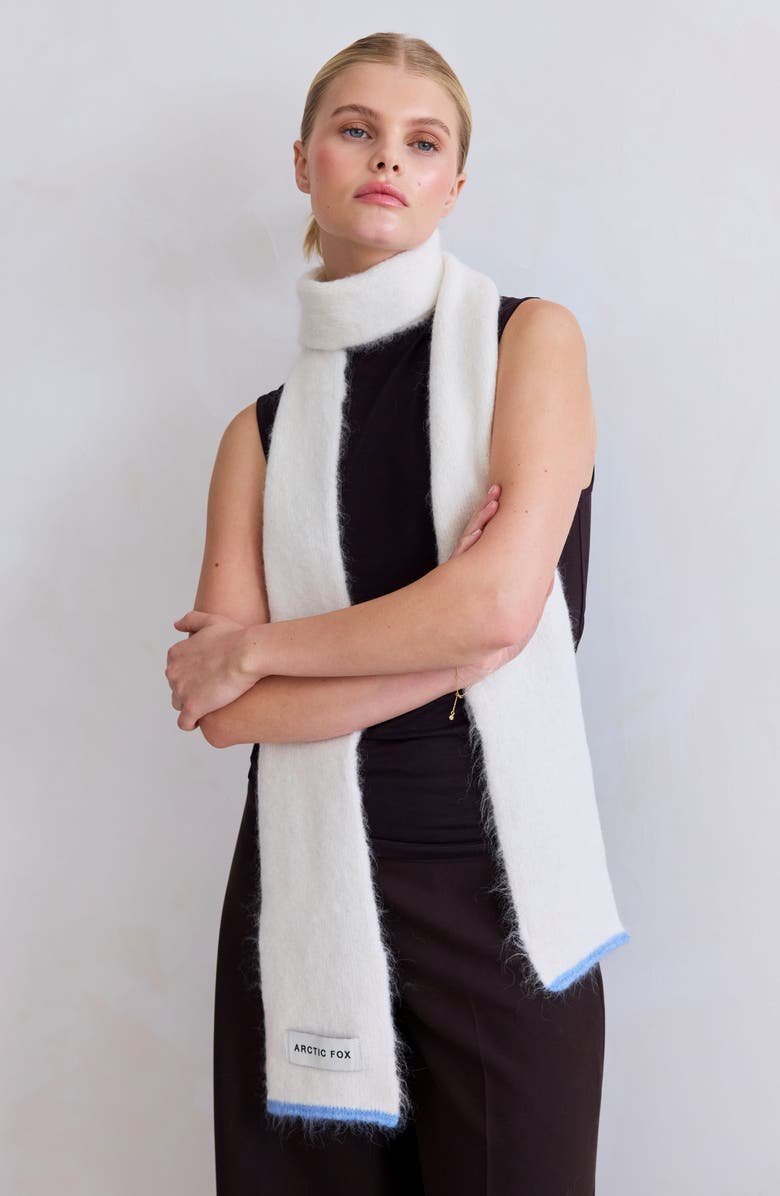 Arctic Fox & Co The Alpaca Blend Skinny Scarf, Alternate, color, Arctic White/ Sky Blue