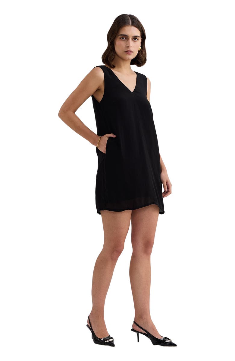 Reistor Midnight Muse V-neck Short Dress in Black, Alternate, color, Black
