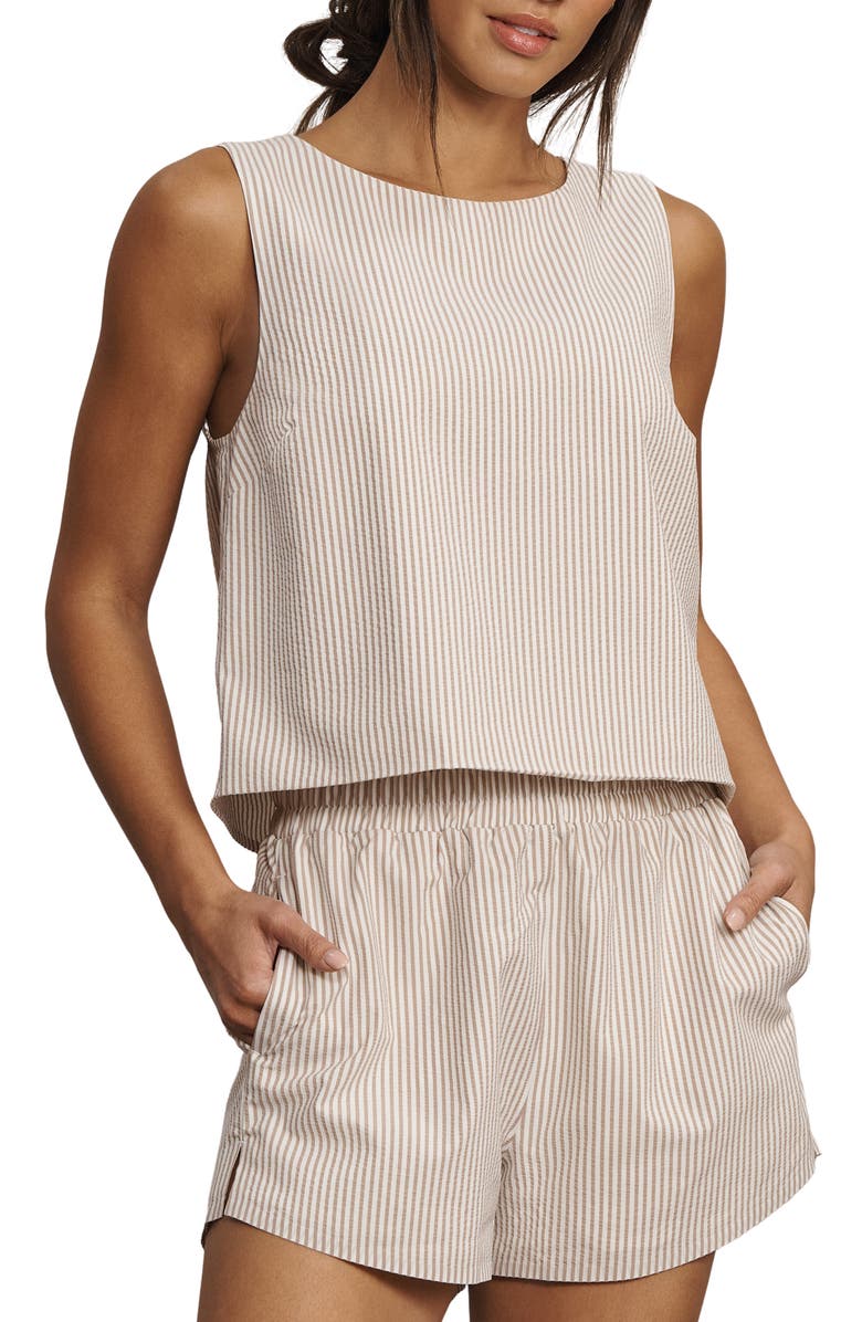 Rhone Saltair Boxy Tank, Main, color, Taupe Stripe