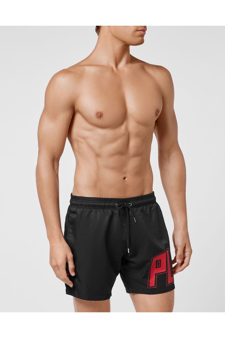 Beachwear Short Trousers Men, Main, color, black/red