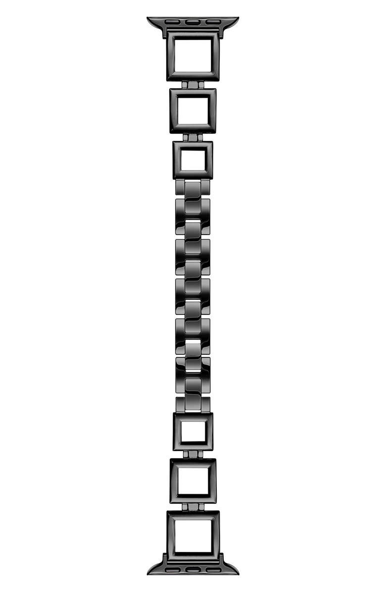 The Posh Tech Journey Stainless Steel Apple Watch<sup>®</sup> Watchband, Main, color, Black