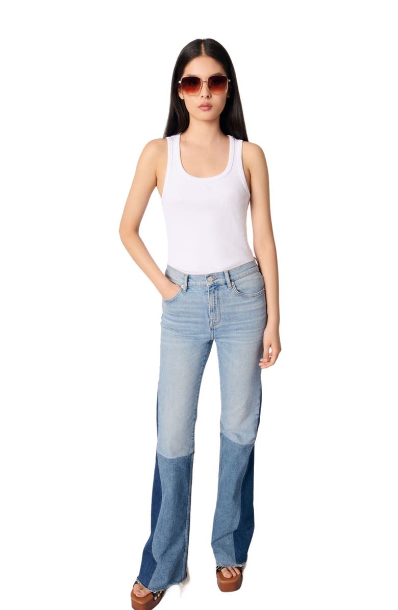 maje Tricolour patchwork jeans, Main, color,