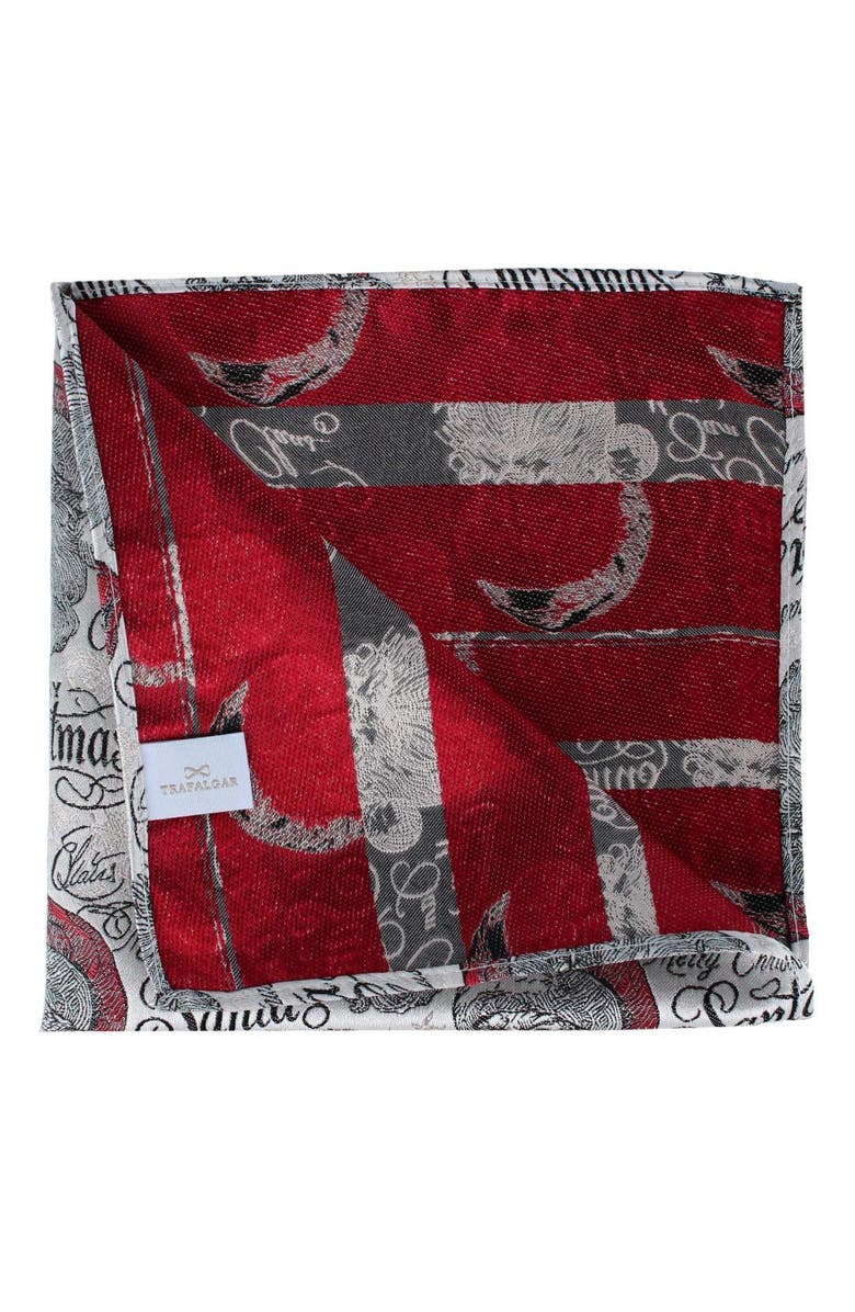 Trafalgar Santa Claus Is Watching Silk 12x12 Pocket Square, Alternate, color, Cream