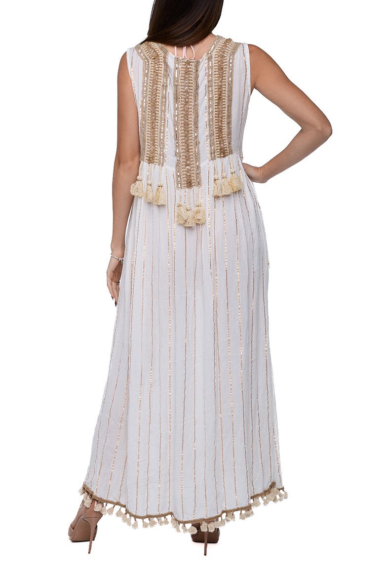 Tassel Trim Sleeveless Cover-Up Duster, Alternate, color, IVORY