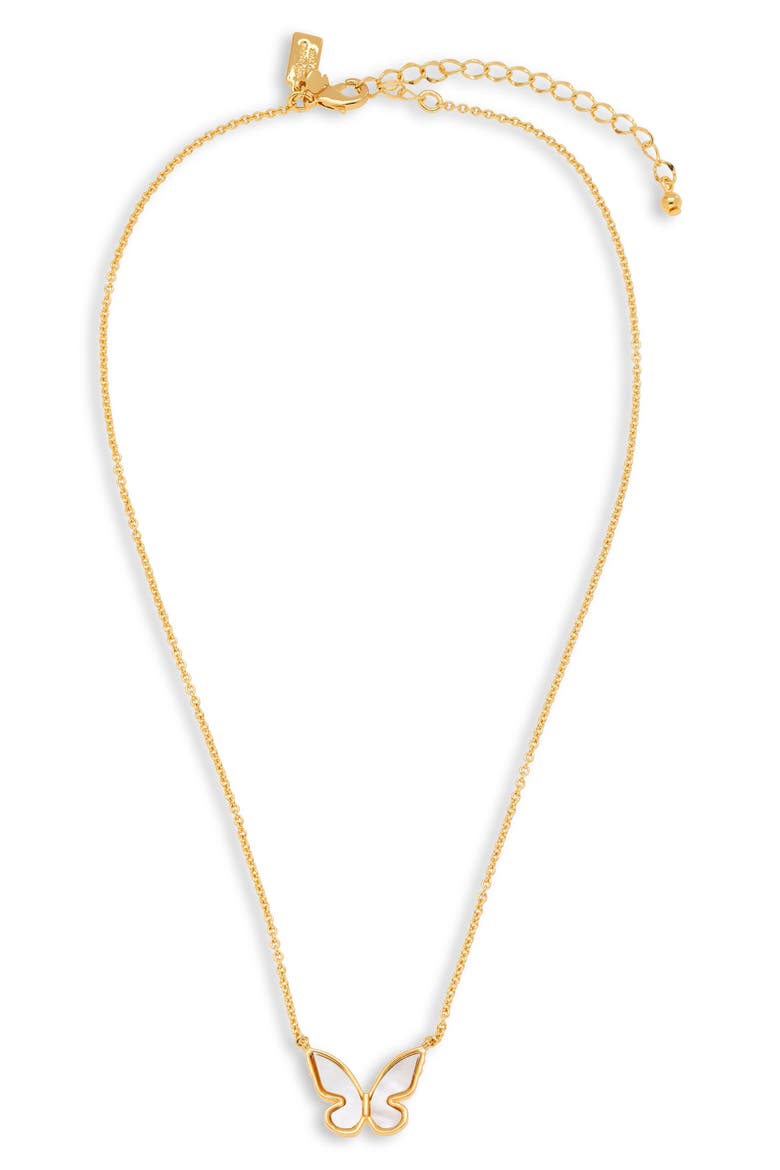 mother-of-pearl butterfly pendant necklace, Main, color, MOP/ GOLD