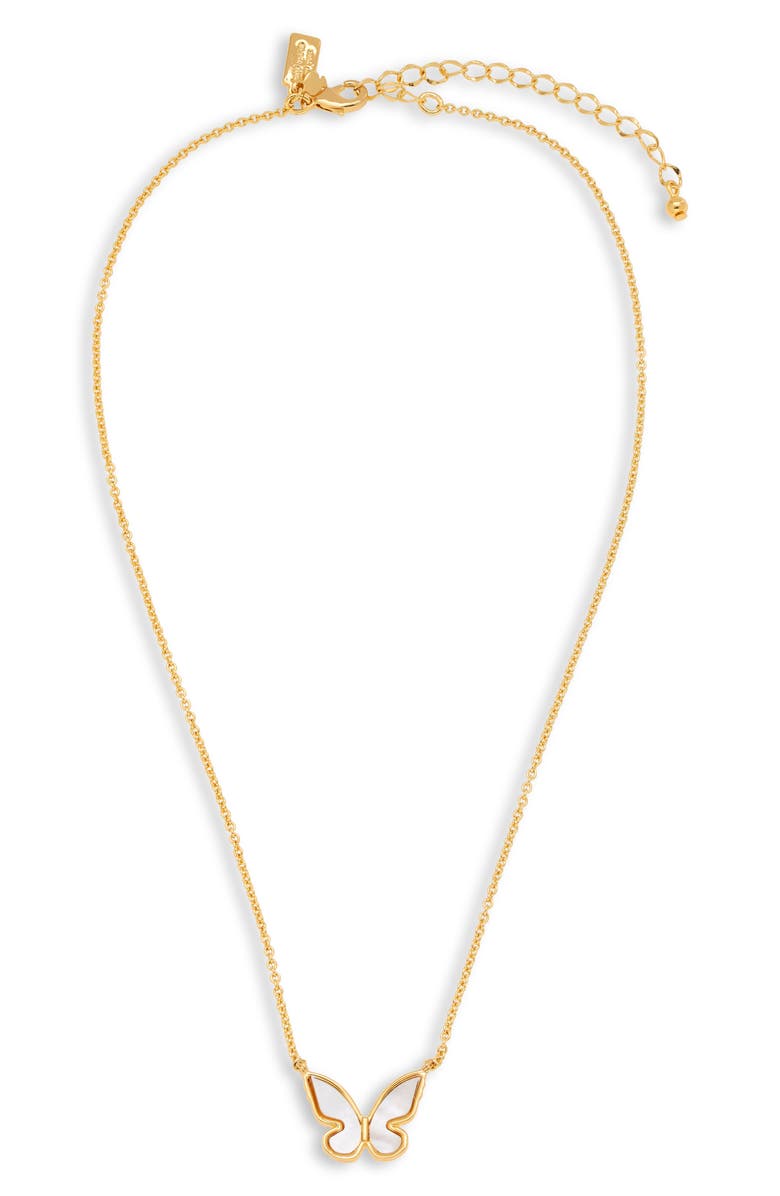Kate Spade New York mother-of-pearl butterfly pendant necklace, Main, color, 