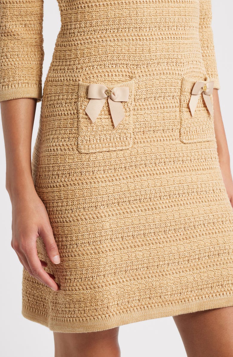 Lilly Pulitzer<sup>®</sup> Rhysa Bow Accent Sweater Dress, Alternate, color, Rattan Metallic Marl