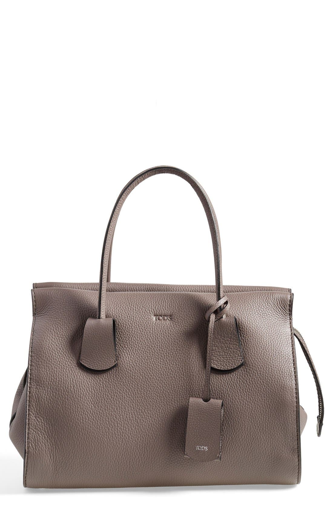 'Medium Note' Leather Tote, Main, color, LAVENDER/ BLACK