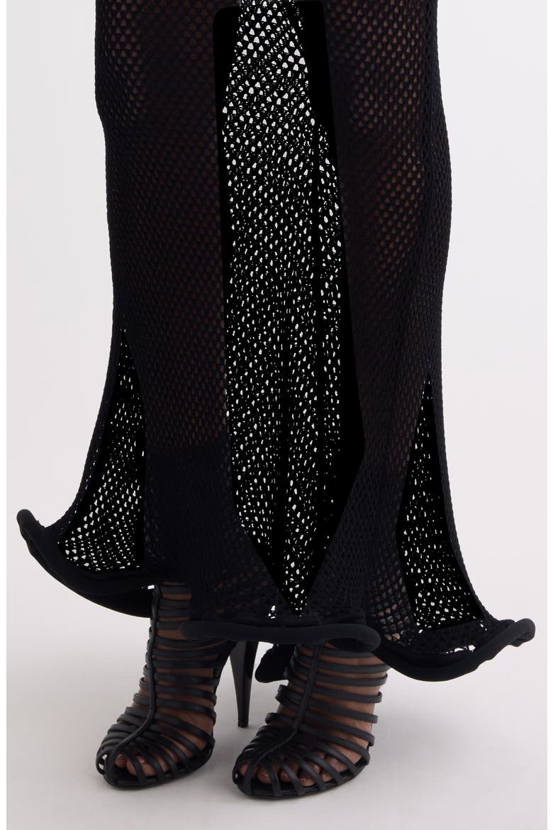 Kickback Mesh Maxi Skirt, Alternate, color, BLACK