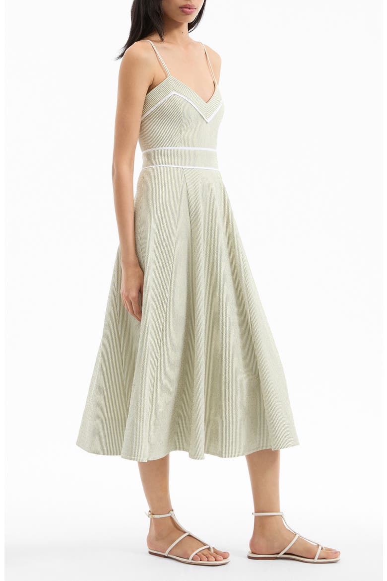 Janis Fit & Flare Midi Dress, Alternate, color, LIME/ DOVE