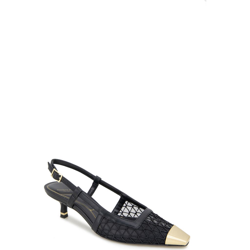 Kenneth Cole Maxine Kitten Heel Slingback Pump In Black Mesh