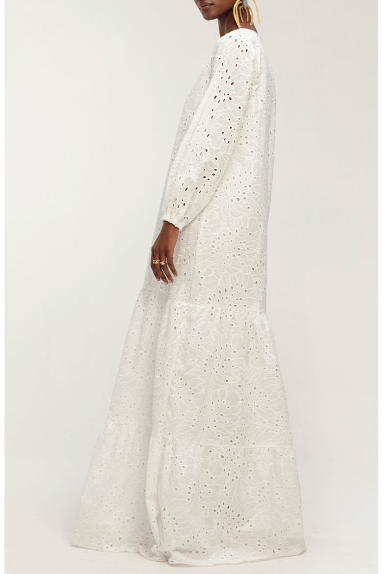 Penda Floral Long Sleeve Eyelet Dress, Alternate, color, WHITE
