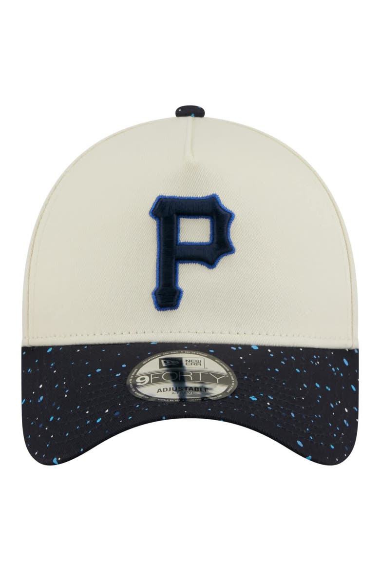 Men's New Era  Cream Pittsburgh Pirates Speckle A-Frame 9FORTY Adjustable Hat, Alternate, color, Cream