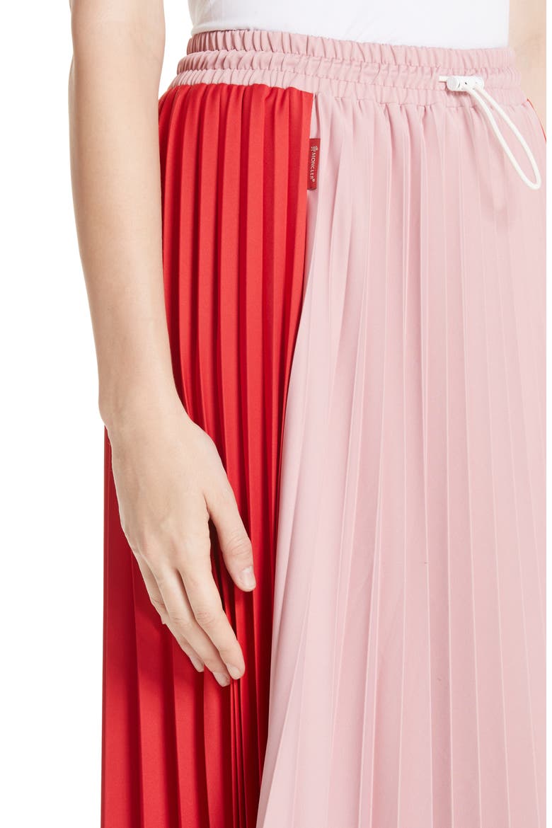 Colorblock Pleated Skirt, Alternate, color, MEDIUM RED