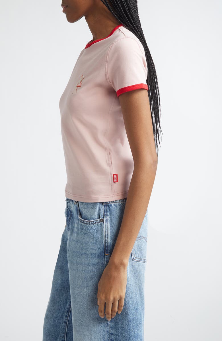 DIESEL<sup>®</sup> T-Uncuties Pig Logo Graphic Ringer T-Shirt, Alternate, color, Mauve