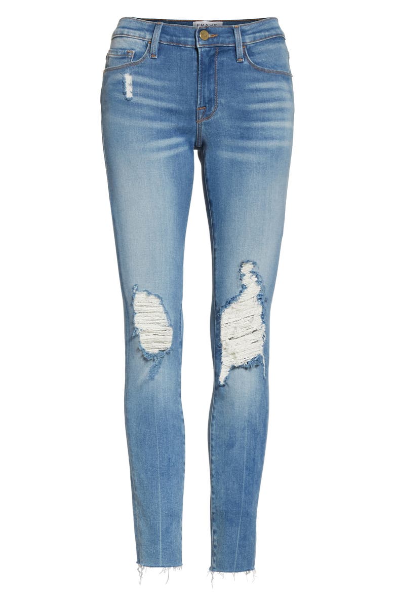 FRAME Le Skinny de Jeanne Raw Edge Crop Skinny Jeans, Alternate, color, 