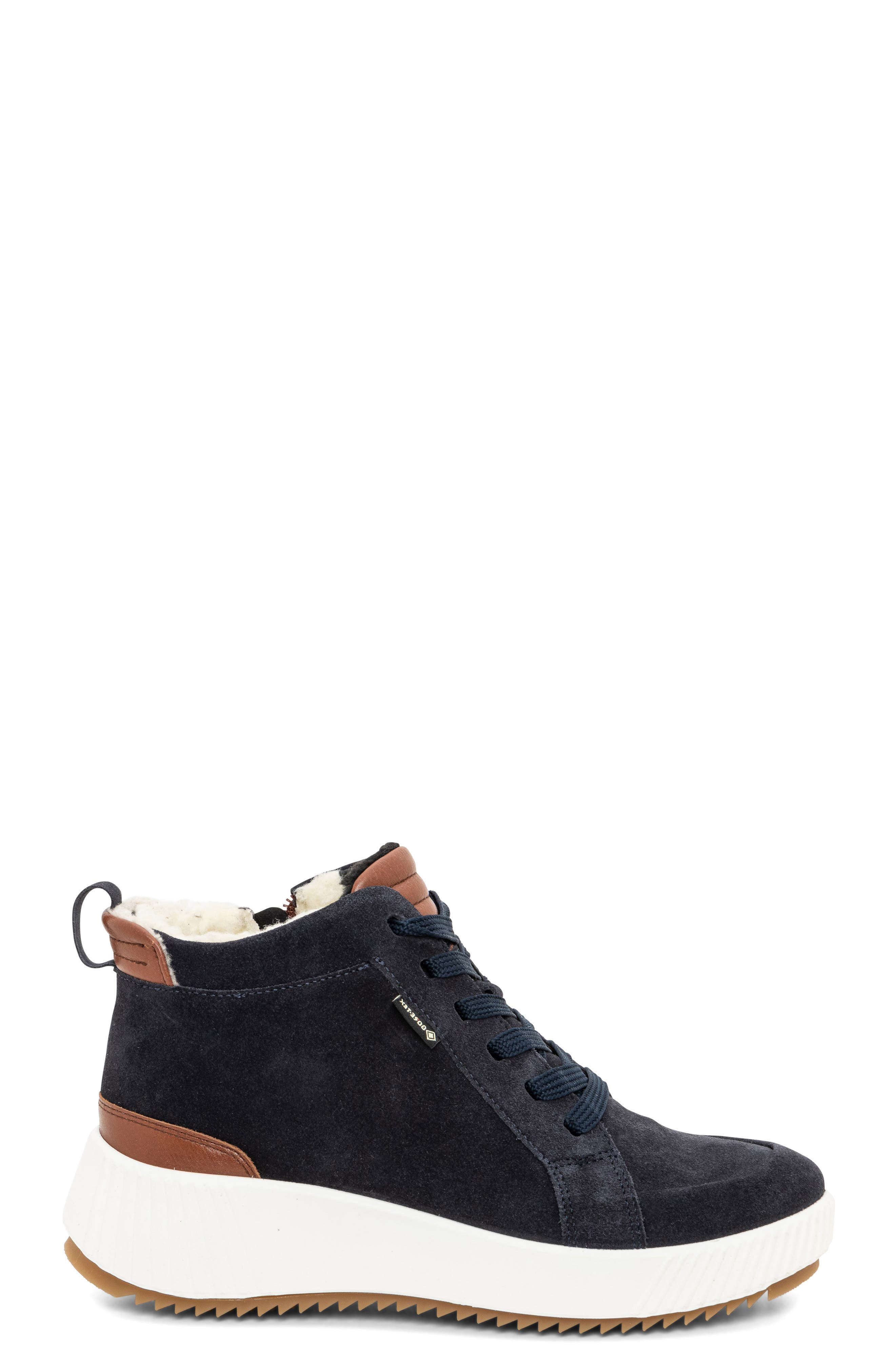 Dahlia Waterproof Faux Fur Lined Sneaker, Alternate, color, BLUE BROWN
