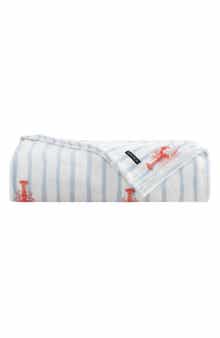 Lobster Watercolor Stripes Microfiber Blanket