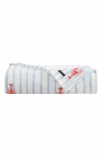 Lobster Watercolor Stripes Microfiber Blanket
