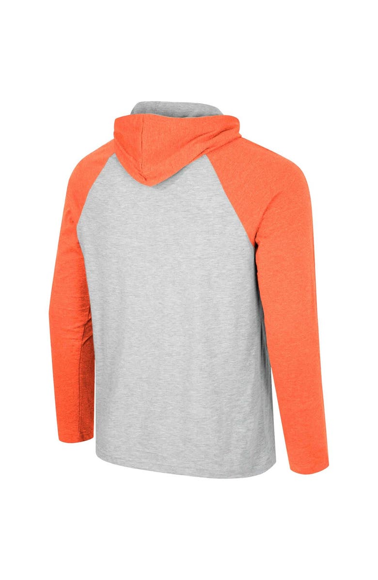 COLOSSEUM Men's Colosseum  Heather Grey Clemson Tigers Hasta La Vista Raglan Hoodie Long Sleeve T-Shirt, Alternate, color, Heather Gray