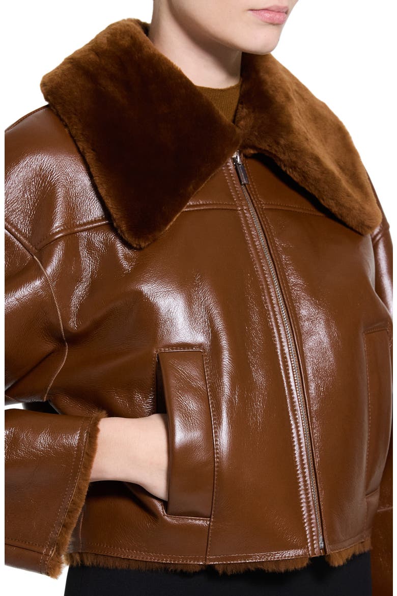 Genuine Lamb Shearling Crop Jacket, Alternate, color, ACACIA BROWN - 2T2