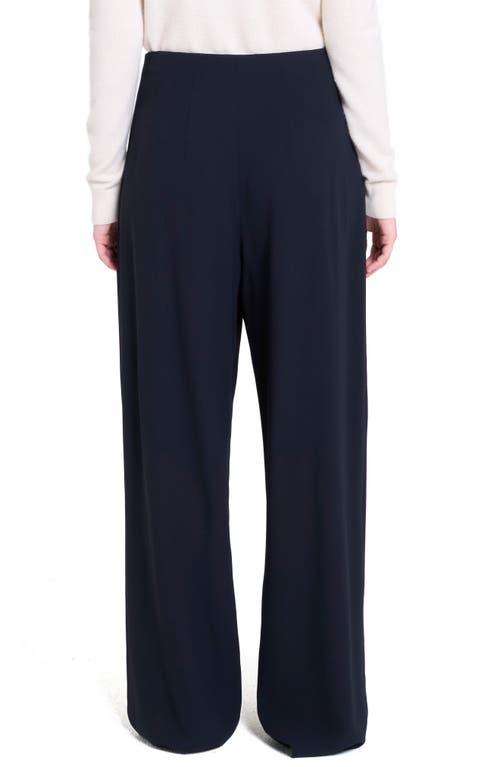 Twp Carrie's Pleated Pinstriped Wool Wide-leg Pants In Blue