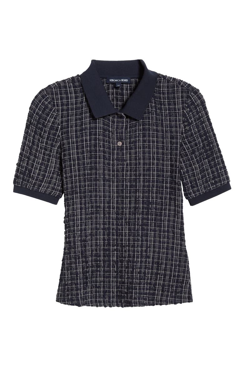 Benedetta Plaid Polo, Alternate, color, NAVY WHITE MULTI