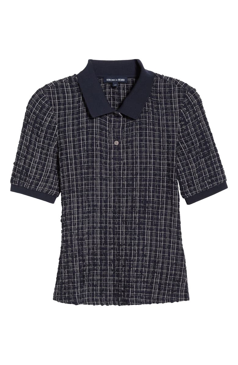 Veronica Beard Benedetta Plaid Polo, Main, color, Navy White Multi
