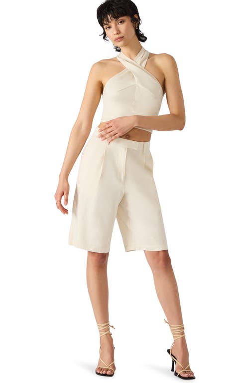 Steve Madden Ivana Linen Blend Bermuda Shorts In White