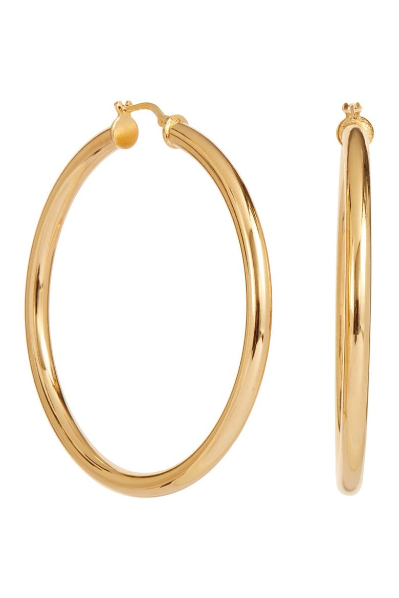 Italian High Polish 2.2" Hoop Earrings, Main, color, GOLD