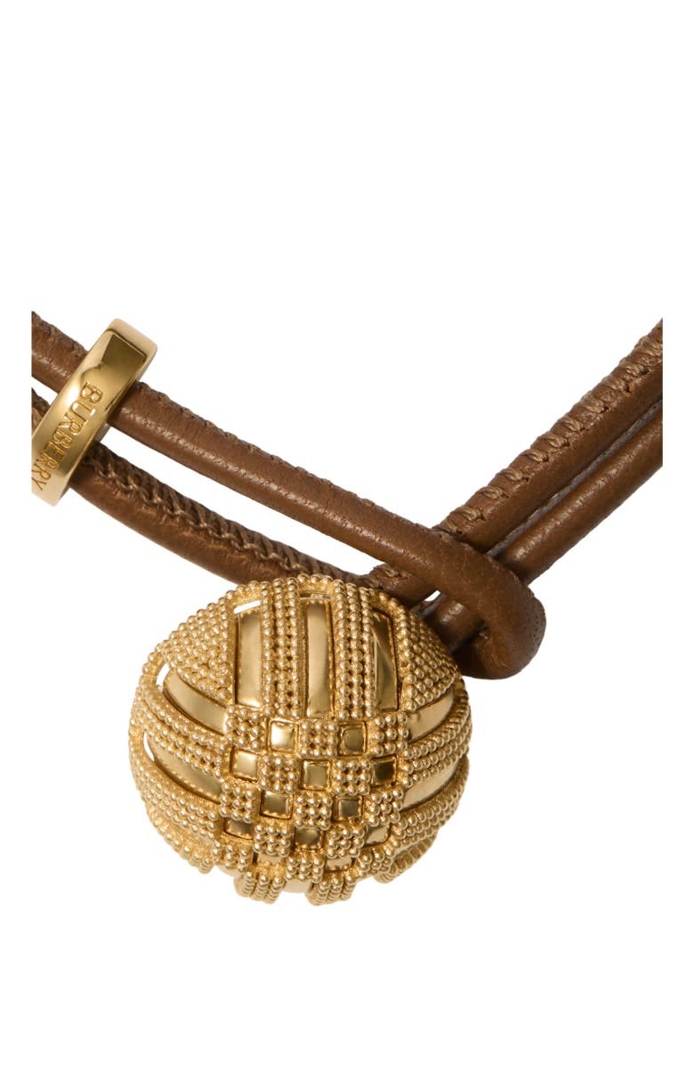 Burberry Leather Check Granulation Bracelet, Alternate, color, Gold/Teak Brown