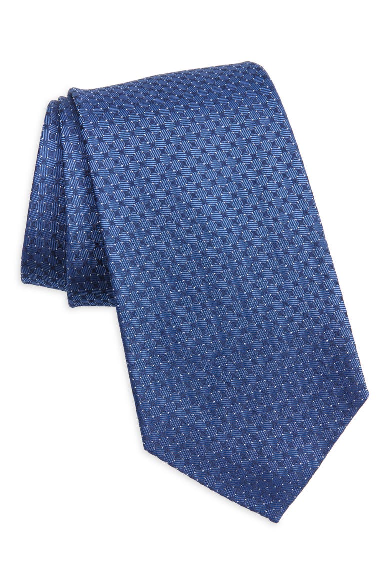 Bond St. Geometric Silk Tie, Main, color, BLUE