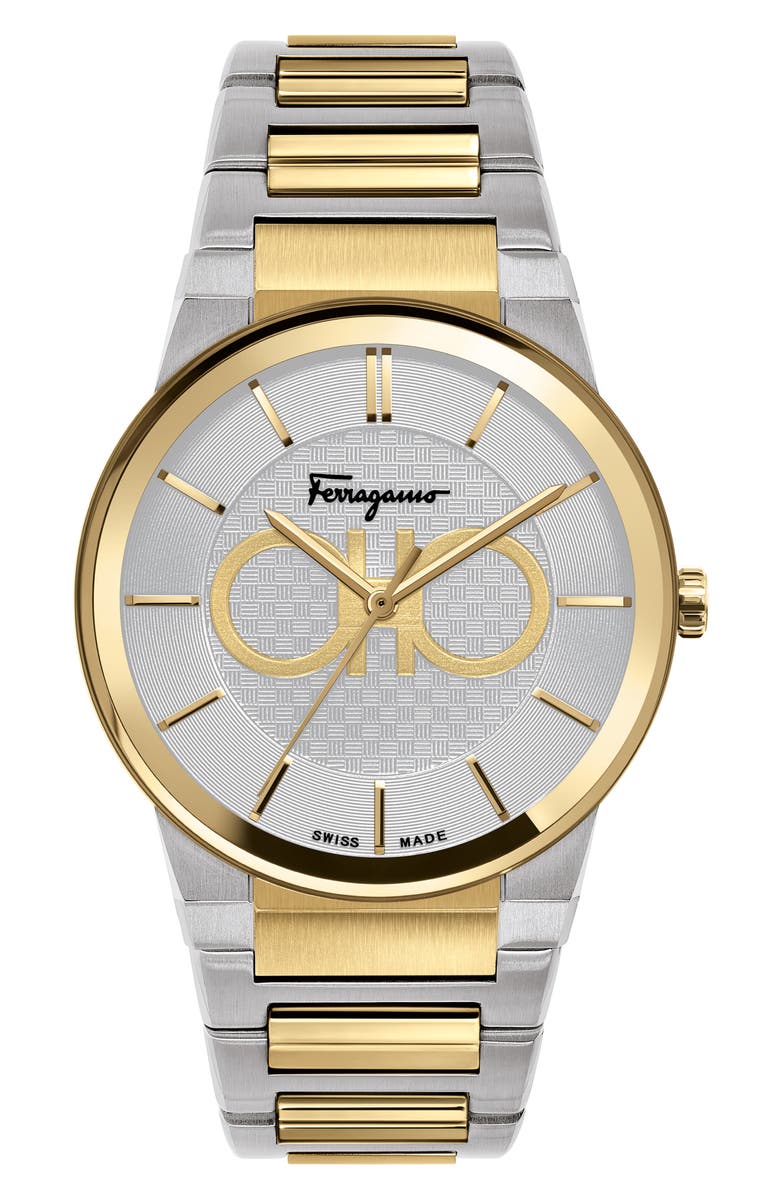 FERRAGAMO Salvatore Ferragamo Sapphire Bracelet Watch, 41mm, Main, color, Gold/ Silver/ Gold