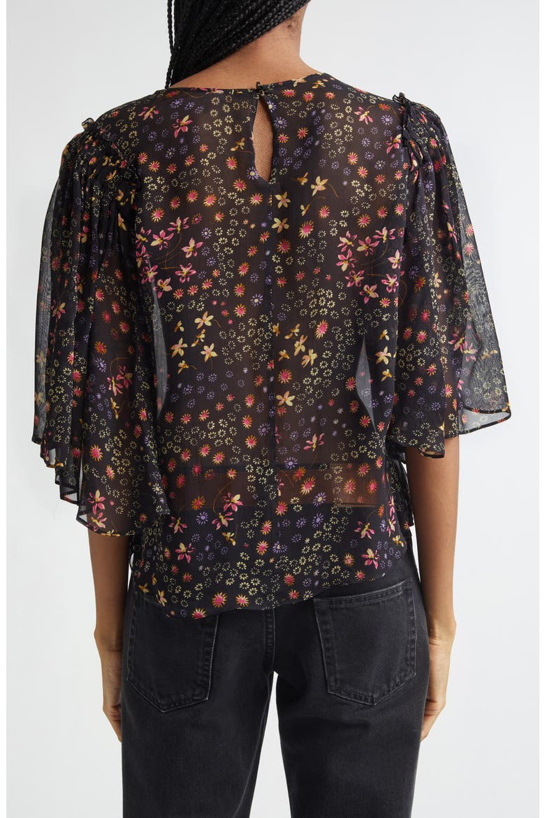 Floma Georgette Blouse, Alternate, color, BLACK/ ECRU