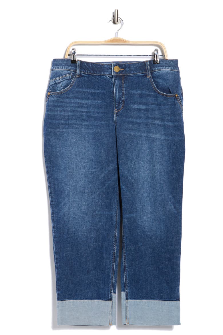 Reverse Cuff Boyfriend Jeans, Alternate, color, BLUE
