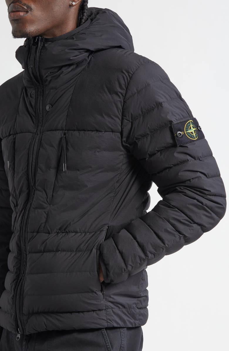 Stone Island Hooded Down Puffer Jacket, Alternate, color, Black