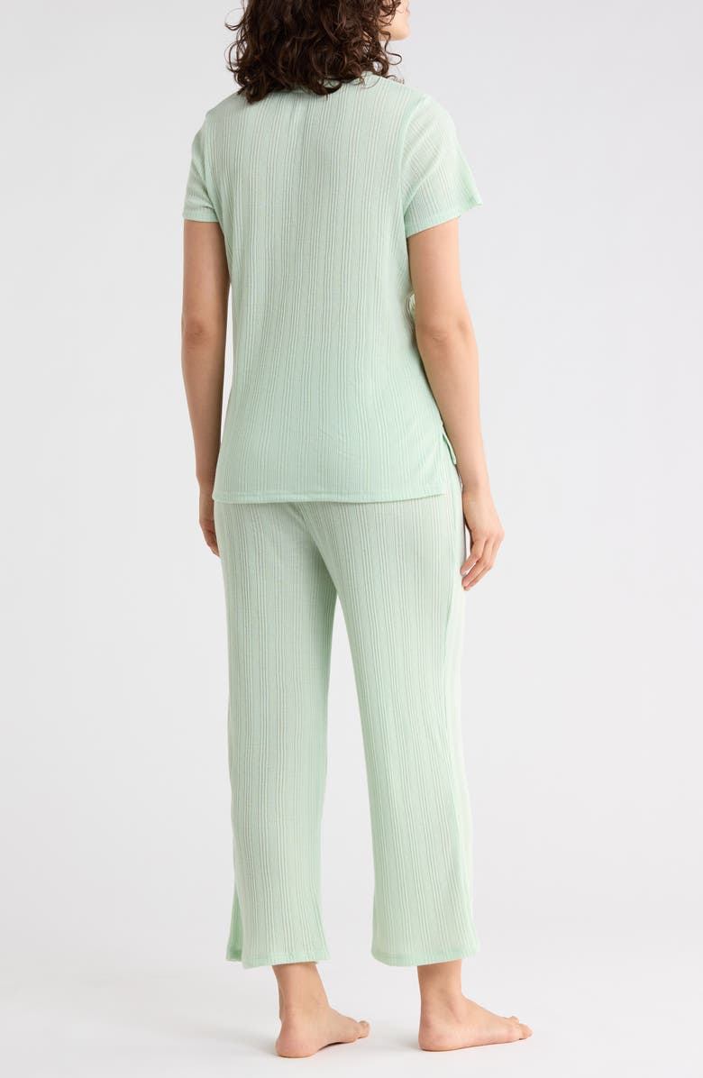Tommy Hilfiger Ribbed T-Shirt & Crop Pants Pajamas, Alternate, color, Opal Green