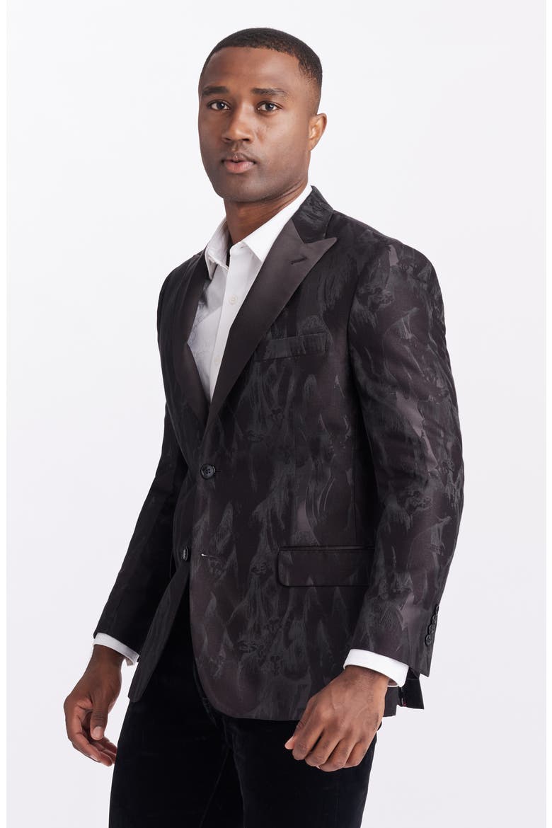 Dryden Print Sport Coat, Alternate, color, BLACK