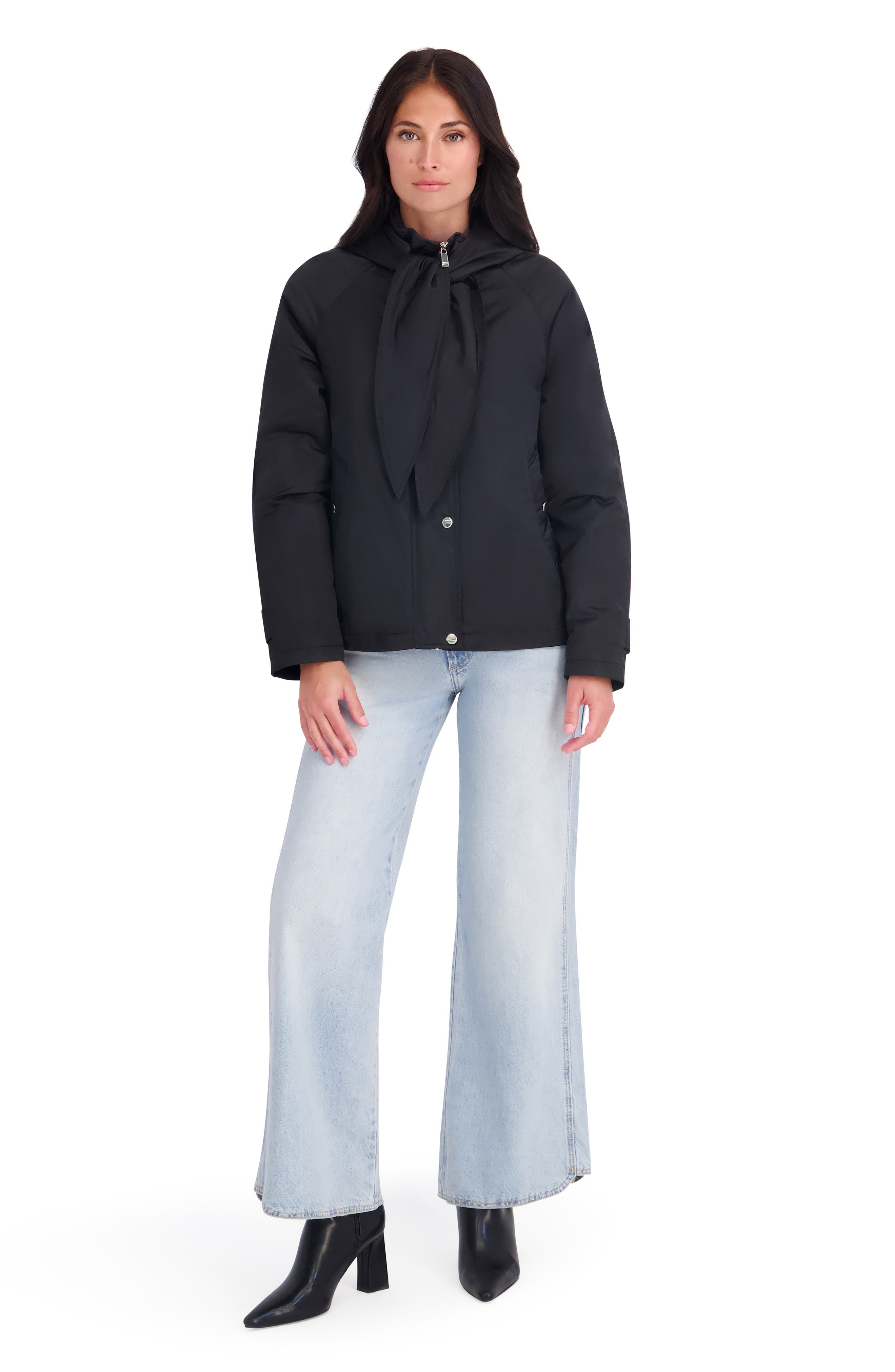 Kensie Quilted Satin Jacket with Bow (Women) | Nordstromrack