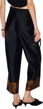 Reformation Olina Jacquard Hem Wide Leg Cropped Pants