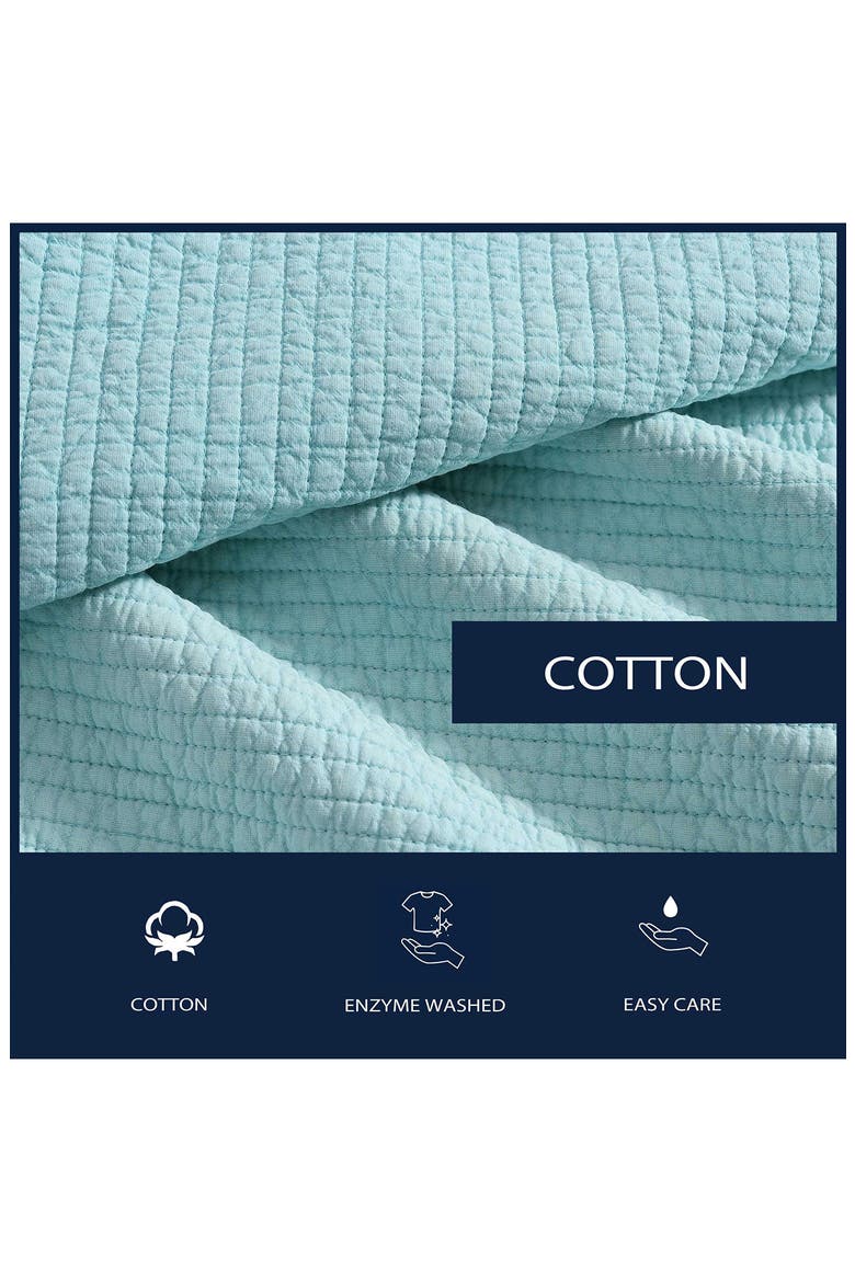 Seashore Stitch Cotton Quilt Set, Alternate, color, LIGHT / MEDIUM GREEN