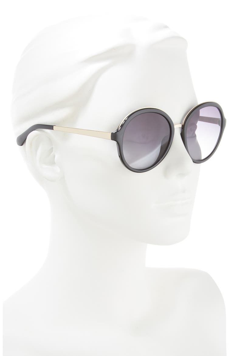 Annbeth 55mm Round Sunglasses, Alternate, color, SHINY BLACK/ GREY FUSCHIA MS