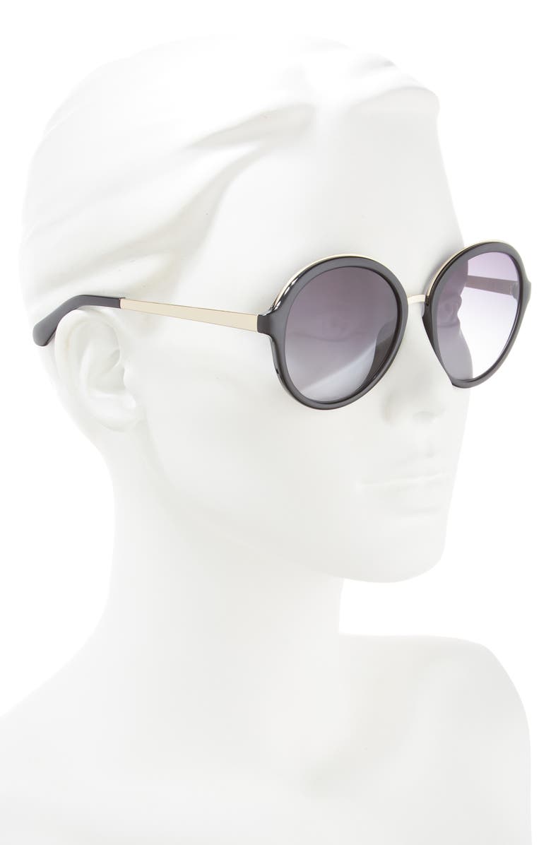 Kate Spade New York Annbeth 55mm Round Sunglasses, Alternate, color, Shiny Black/ Grey Fuschia Ms
