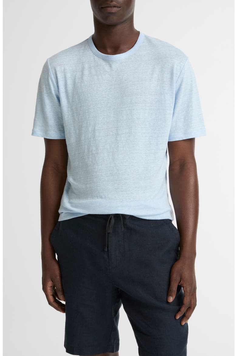 Slub Linen Crewneck T-Shirt, Main, color, RAINWATER