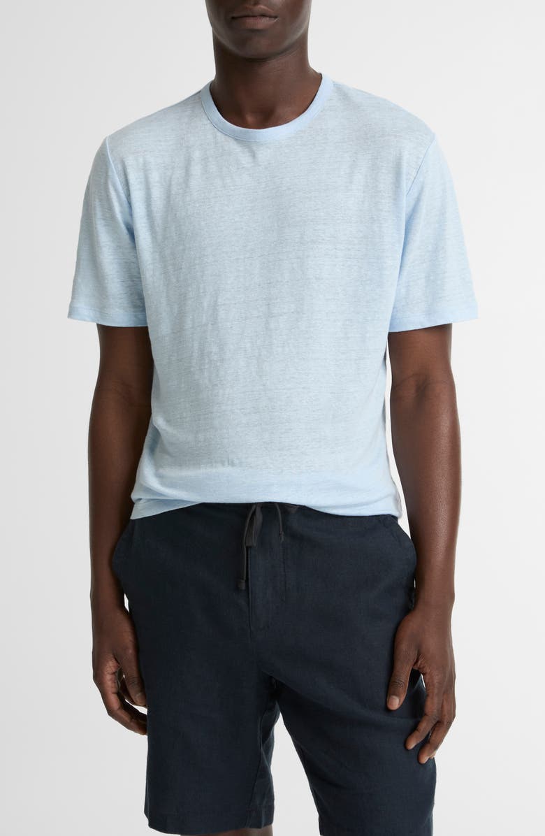 Vince Slub Linen Crewneck T-Shirt, Main, color, Rainwater