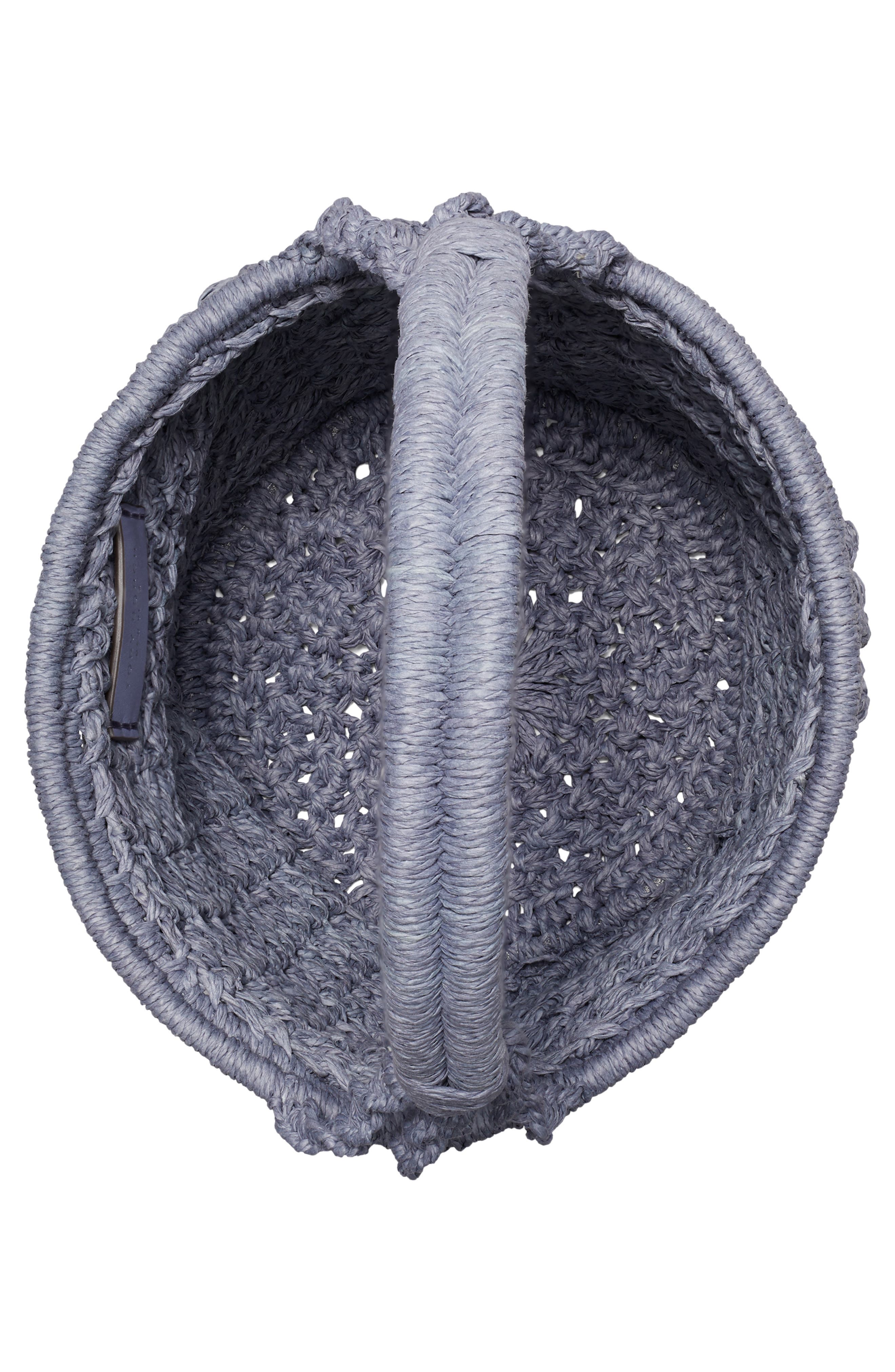 Tory Burch Ella Crochet Handbag, Alternate, color, Gray