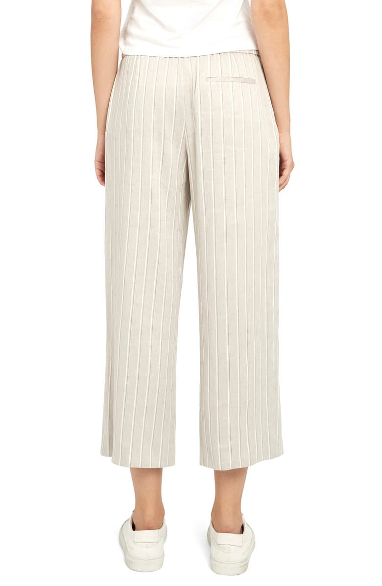 Theory Stripe Wide Leg Linen Blend Pull-On Pants, Alternate, color,