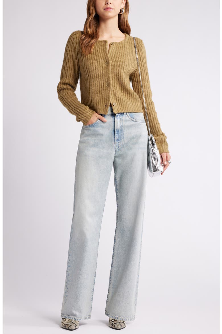 Cropped Fisherman Cardigan, Alternate, color, OLIVE BRINE