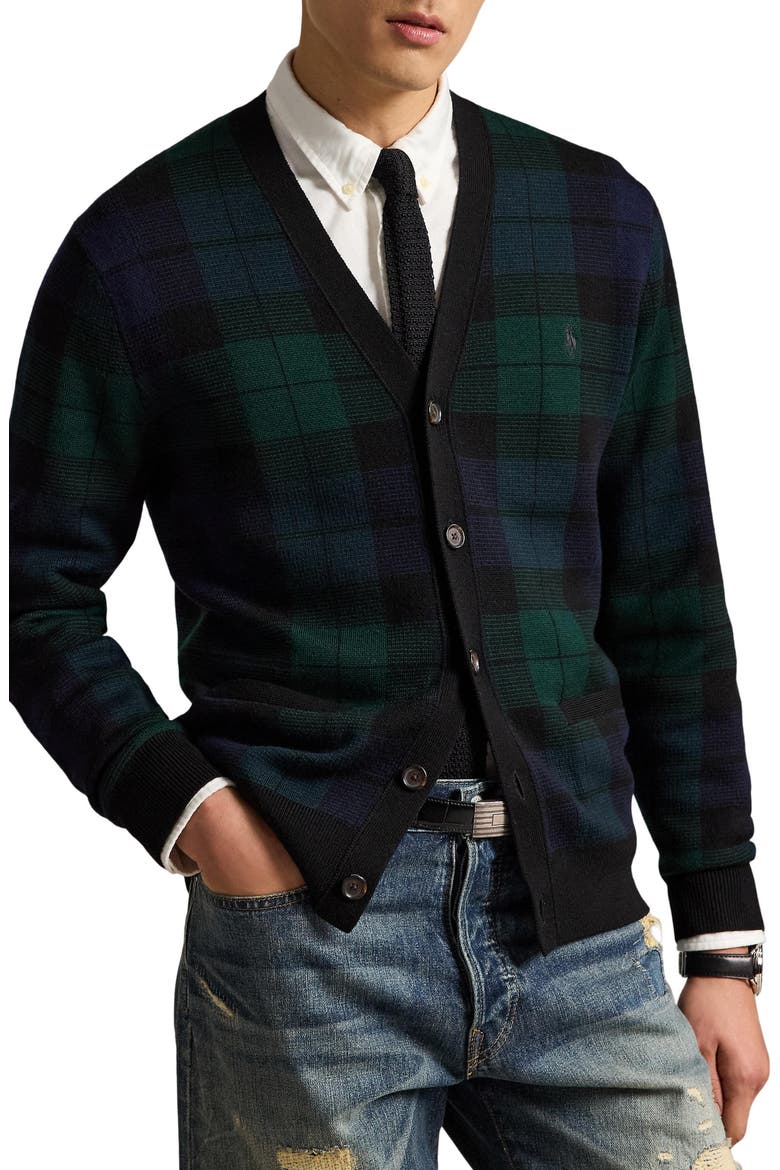 Plaid Wool Cardigan, Main, color, MULTI
